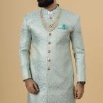 Stunning Sky Blue Banarasi Brocade Achkan | Father Son Combo | Perfect for Grooms | Jaipurio Collection